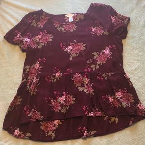 Floral burgundy blouse